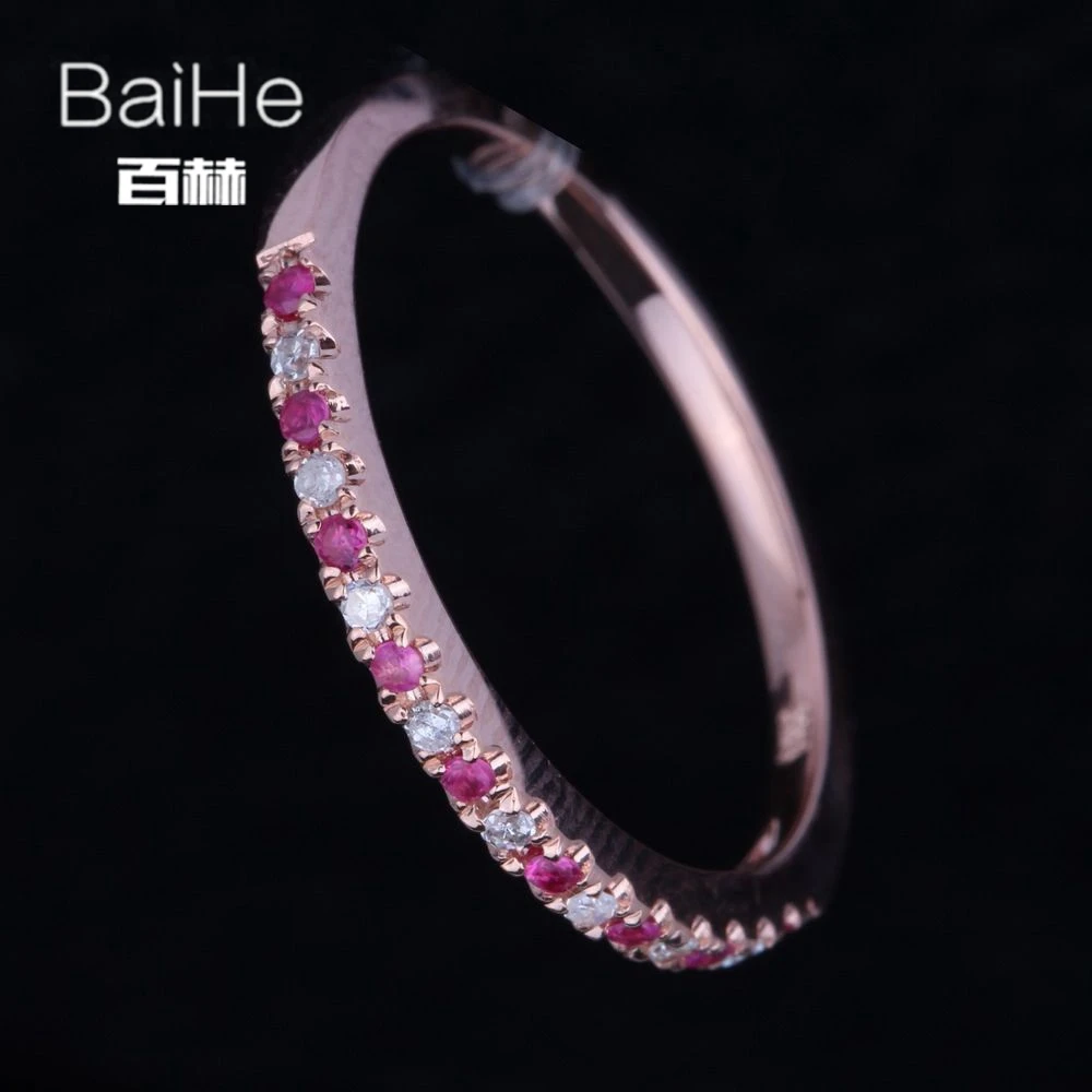 BAIHE однотонное 14K розовое золото 0.2CT H/SI круглые натуральные бриллианты камни