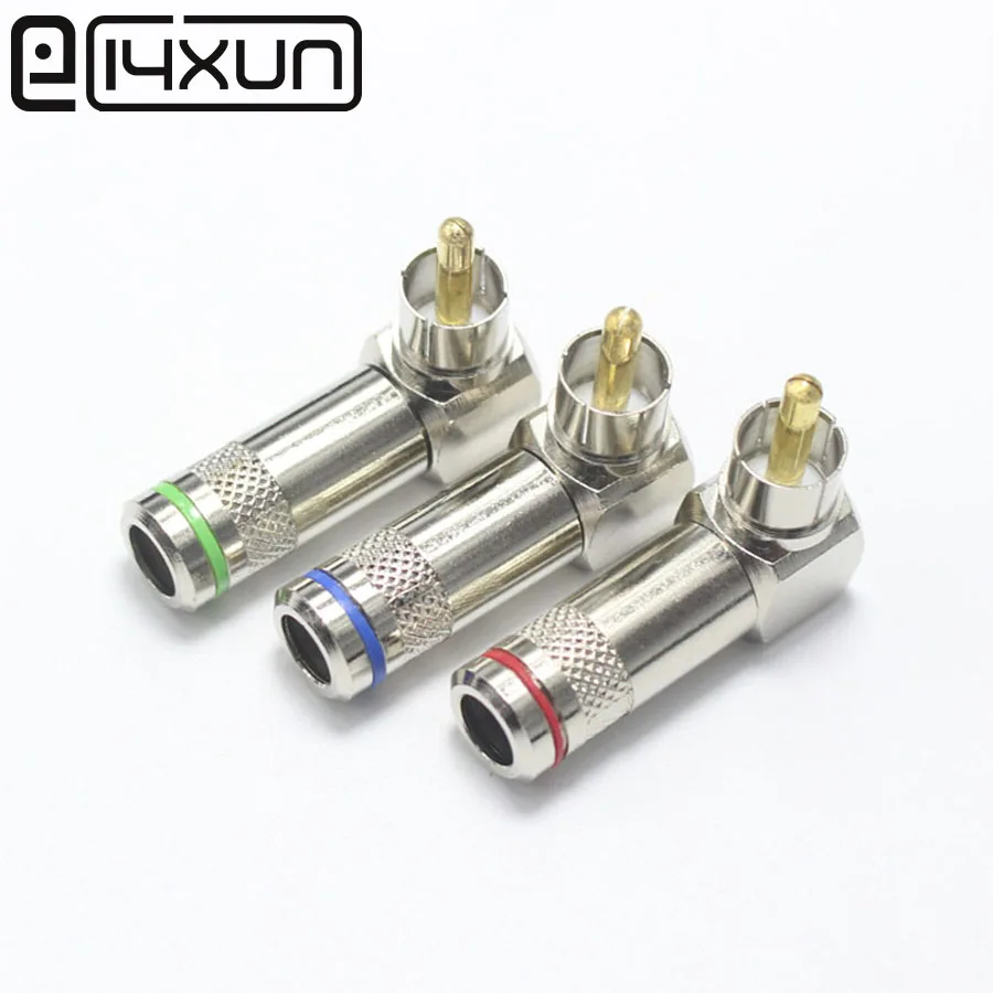 EClyxun 3 шт./лот высококачественный L образный прямоугольный разъем RCA штекер без