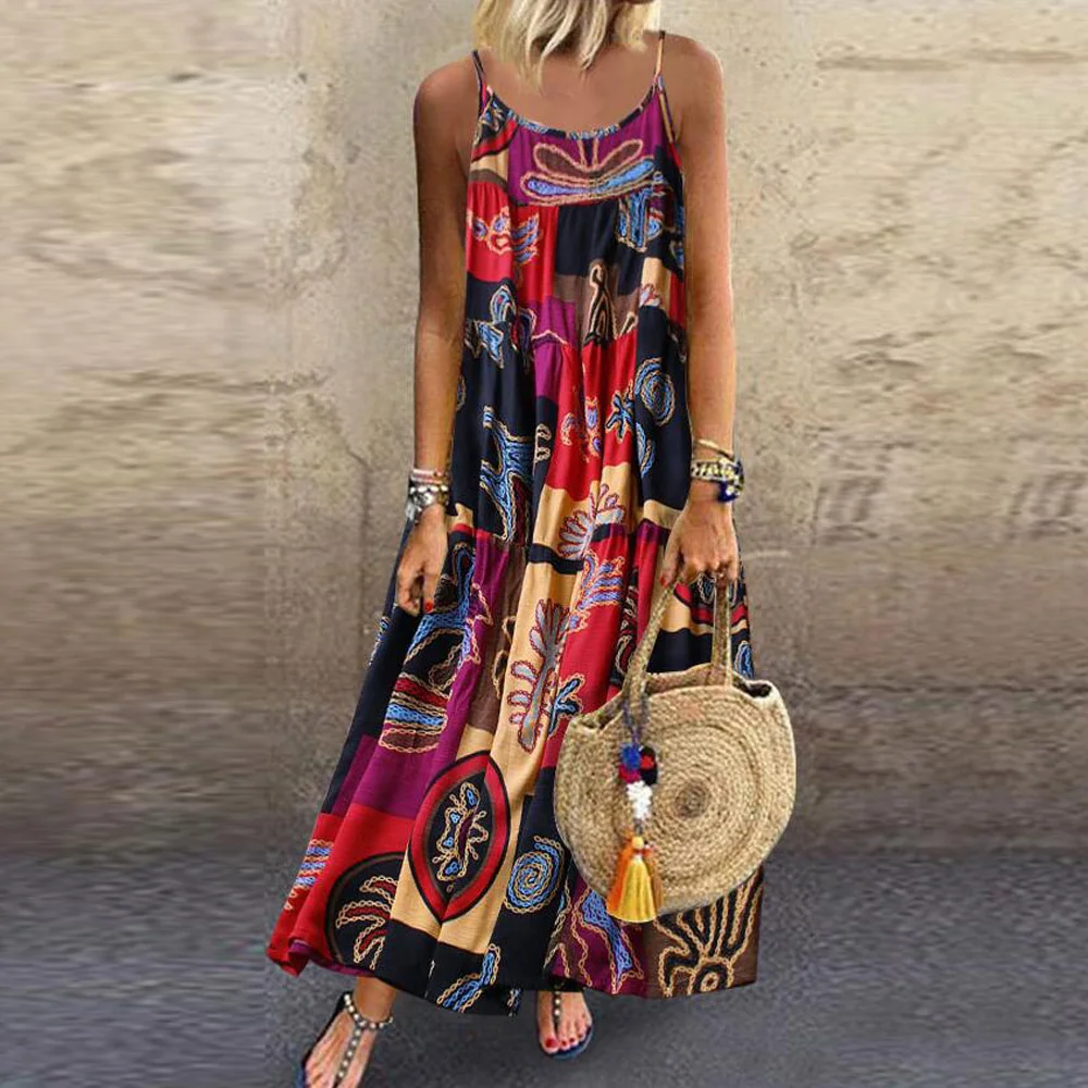 Женское платье Пляжное летнее с вырезом лодочкой макси модное длинное