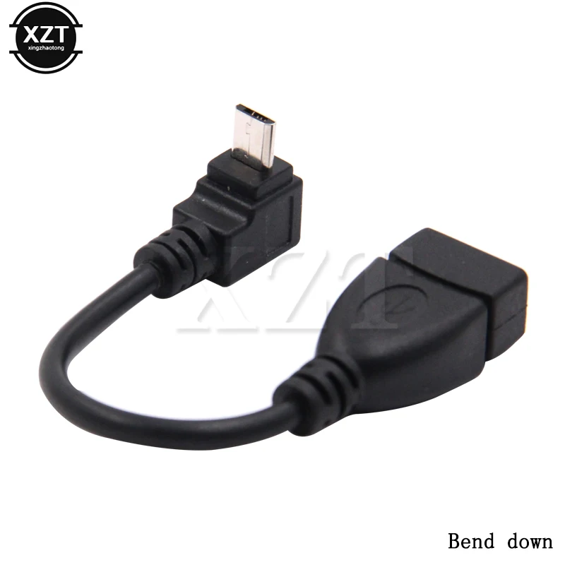

10cm 90 Degree Up or Down Right Angle Connector Micro USB 2.0 Male to USB 2.0 Female OTG Cable Adapter for USB flash disk