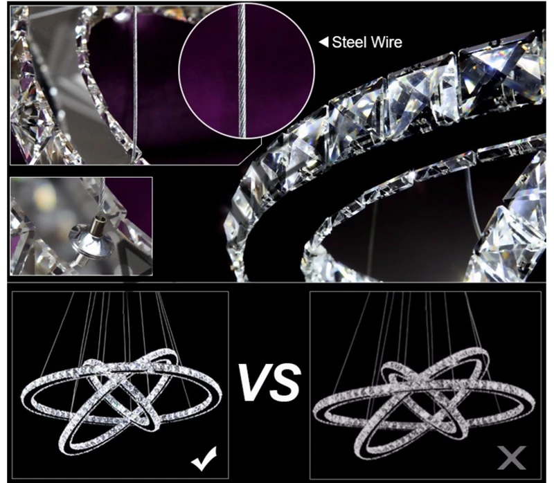 Хрустальная люстра K9 светодиодный светильник с 3 кольцами и кристаллами 65 Вт|crystal