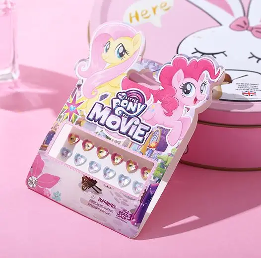 Игрушки для макияжа Эльза и Анна из мультфильма «Холодное сердце» для девочек, наклейки для ногтей, Дисней, Белоснежка, Принцесса София, Микки, Минни, детские серьги, наклейки, игрушки - Цвет: pony Random