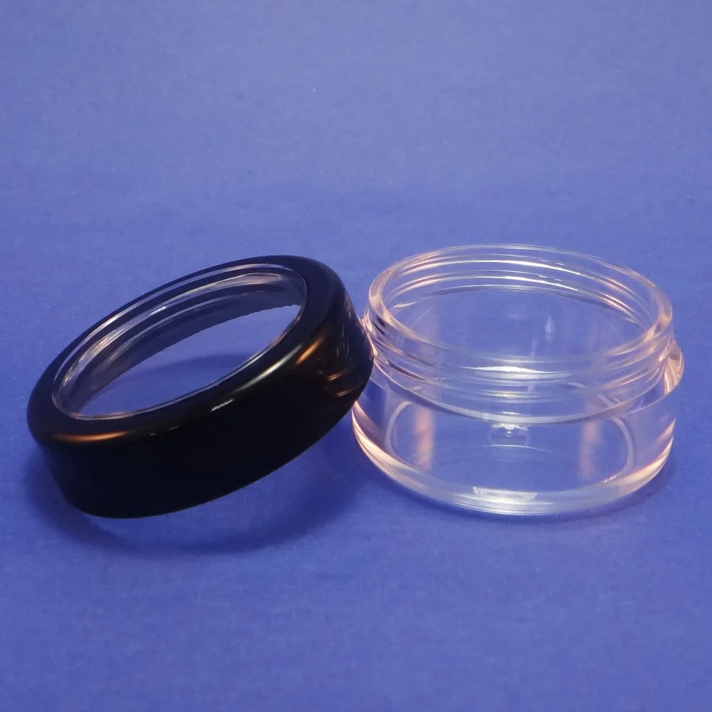 50 PCS CLEAR PLASTIC JAR CONTAINERS WITH BLACK TRIM ACRYLIC WINDOW THREADED CAP 10 gr (AY81(10)W-C=50pcs) | Красота и здоровье