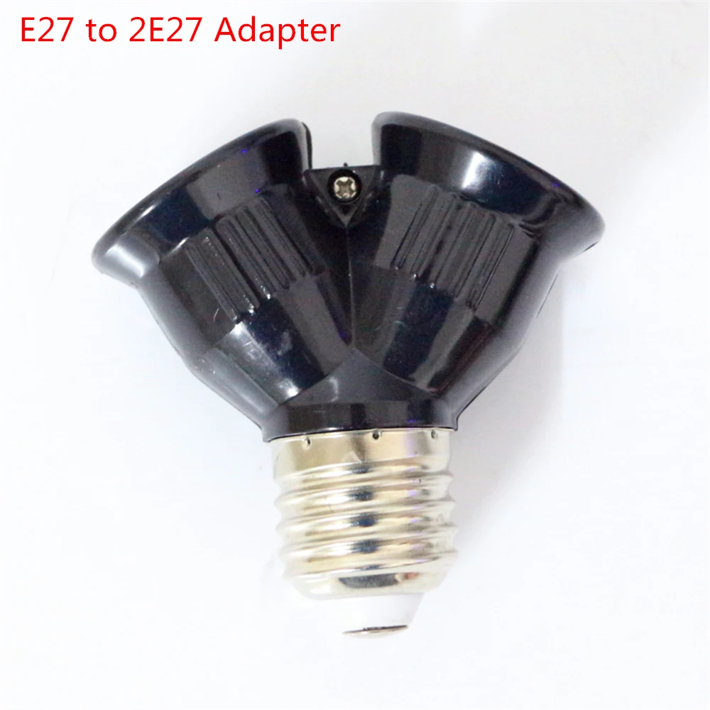 

Full New Black Fireproof ABS Material E27 to 2 E27 Lamp Holder Converter LED Bulb light Base E27 to 2E27 Splitter Adapter Socket