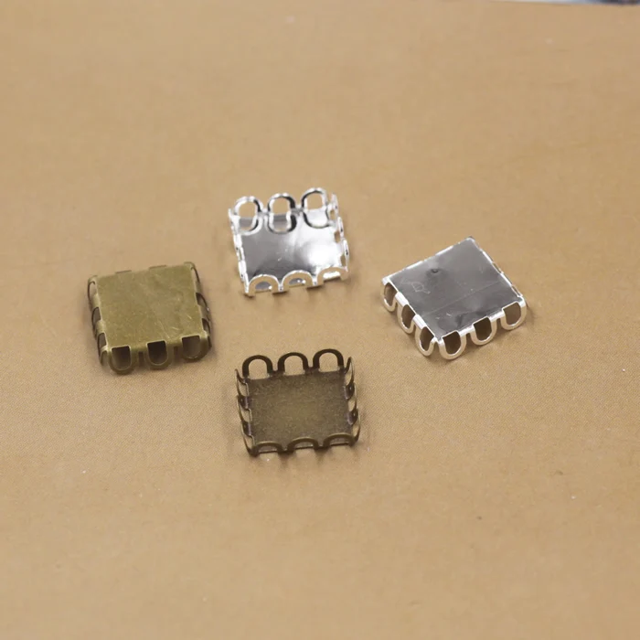 Внутренняя часть: 12 мм 100 шт./пакет квадратная античная бронза/серебро базовые