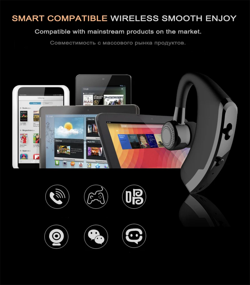 KAPCICE V9 громкой связи Bluetooth гарнитура для Бизнес Bluetooth наушники с микрофоном голосового Управление Беспроводной Bluetooth гарнитура для езды на автомобиле Шум шумоподавления
