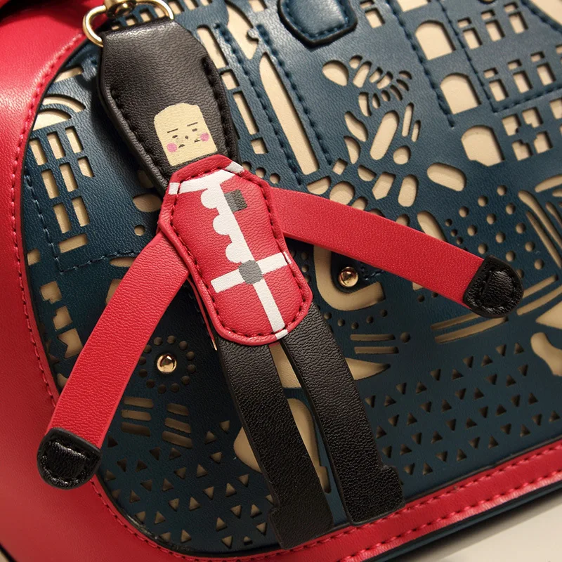 [ New ] The new hollow shoulder bag color suture retro pony Doctor Bag | Багаж и сумки