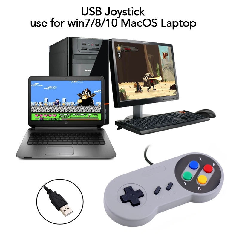 Игровой джойстик геймпад с USB управлением для Nintendo SNES подходит Windows ПК MAC|Геймпады|
