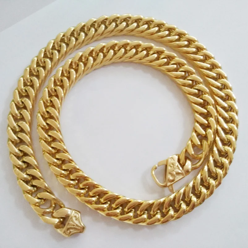 12/15 мм широкий Рождественский подарок кубинская цепь из нержавеющей стали