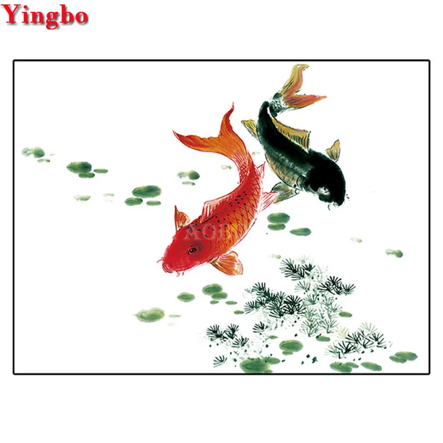 DIY Алмазная вышивка магический куб Вышивка крестиком Koi fish 5D полная круглая