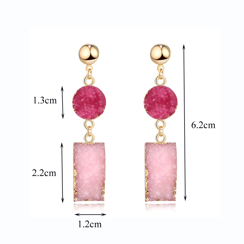 Dayoff европейские женские ювелирные изделия прямоугольные розовые серьги из смолы