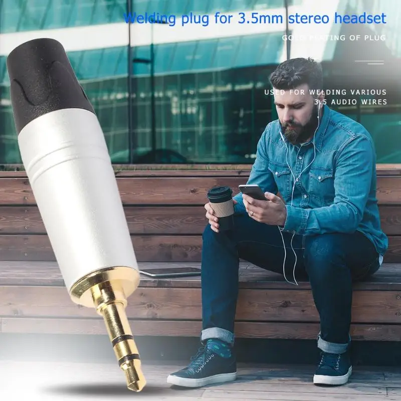 Alloyseed 1/5pcs 3 Pole Gold-plated 3.5mm Solder Connector Repair Headphone Jack Plug