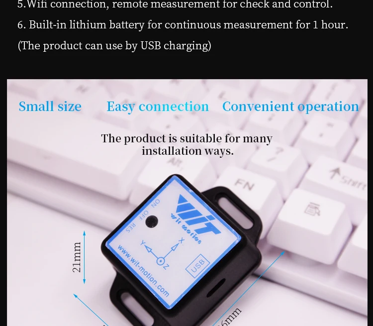 WitMotion WT901WIFI Высокая точность 9-Axis AHRS беспроводной Инклинометр(XYZ) Акселерометр+ гироскоп+ Угол+ магнит, поддержка мульти-соединения