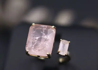 pink Квадратные Кольца с искусственным камнем для женщин, разноцветное циркониевое кольцо с открытым пальцем для женщин, свадебный подарок, регулируемые ювелирные изделия, обручальное кольцо - Цвет основного камня: pink