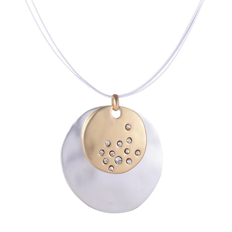 Новинка, ювелирные изделия Bijoux, романтическая подвеска, ожерелья для женщин, Луна, Круглый, серебряный цвет, эмаль, массивные ожерелья в винтажном стиле - Окраска металла: Gold Silver