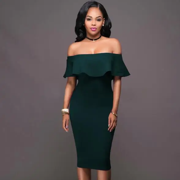 2019 летнее Королевское синее платье миди с открытыми плечами сексуальное