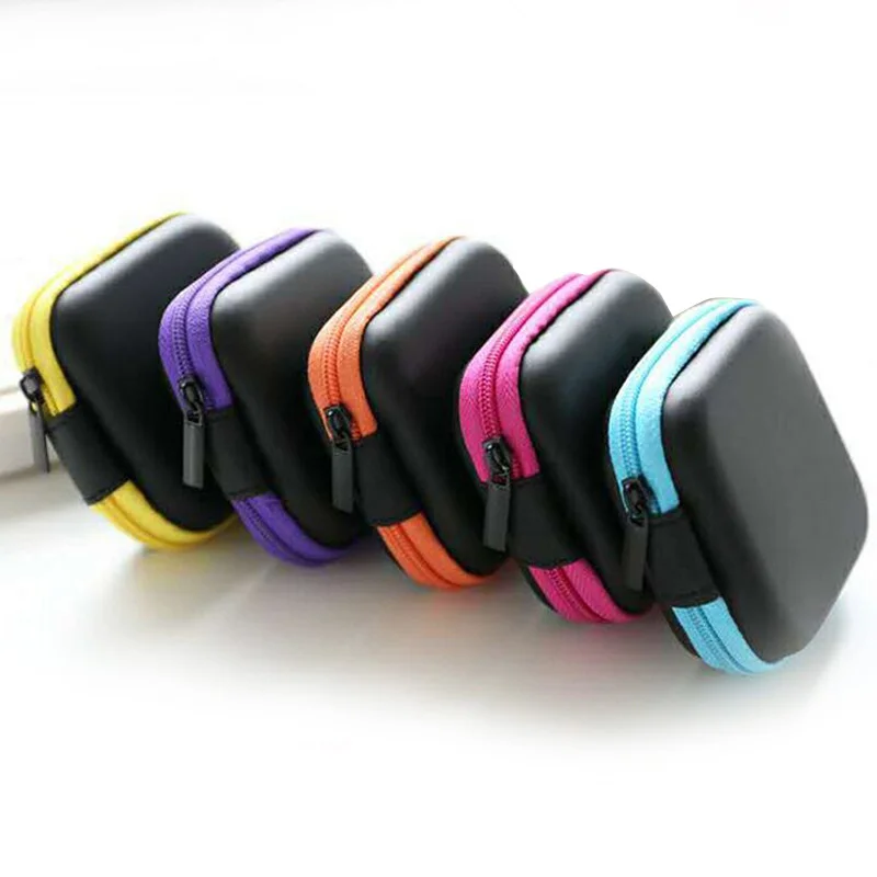 2pcs Square Earphone Box Headset Wire Organizer Data Line Cable Storage Container 7*7*2.6CM Headphone Protective | Электроника