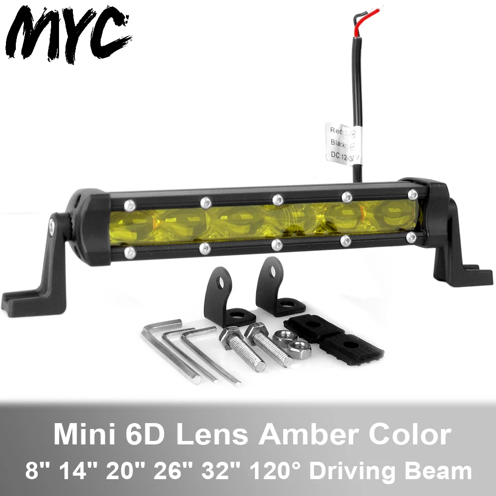 

6D Lens Super Slim Single Row Straight Led Bar Light Off Road Bar For Car Tractor Suv Truck Boat 4WD 4x4 Work Lights