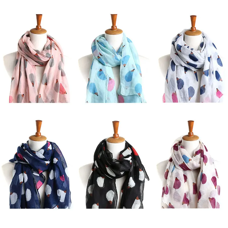 Шарф ежик из вискозы брендовая Роскошная шаль с принтом Hedgepig шарфы животных