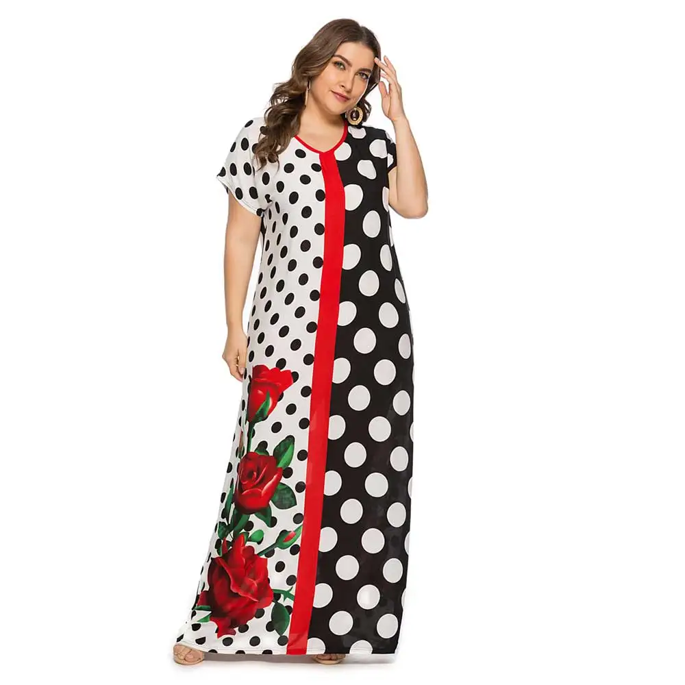 Летняя Мода Дубай халат в горошек с цветочным принтом для женщин макси платье