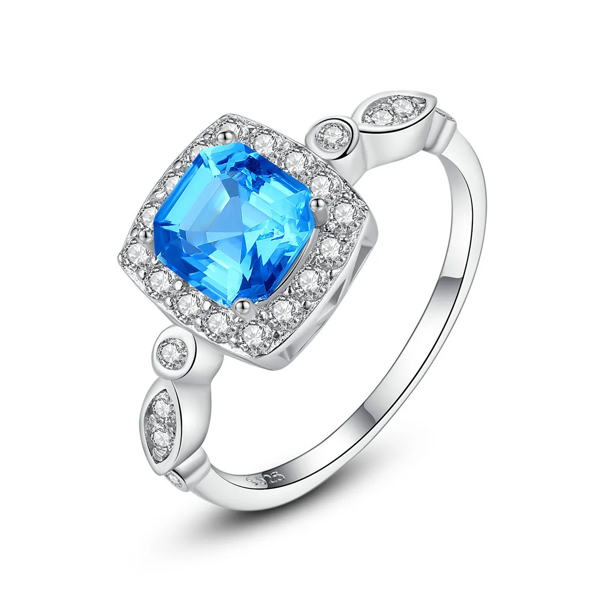 Haимис Bling S925 Серебряное кольцо синий камень для женщин дамы юбилей | Украшения и