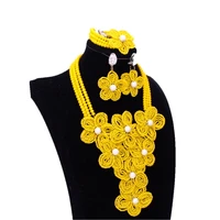 dudo african beads jewelry set yellow for women wedding 2017 nigerian wedding handmade flowers crystal necklace free shipping