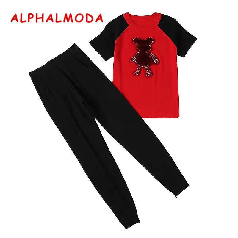 Женский трикотажный комплект ALPHALMODA футболка с коротким рукавом + штаны 2 шт. |