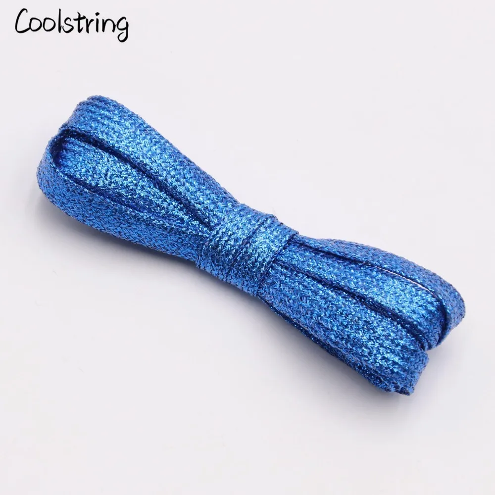 Coolstring Прохладный плоские блестящие шнурки Блестящие модные блестящие шнурки Рождество цвета Chic мерцающий 7 мм металлик