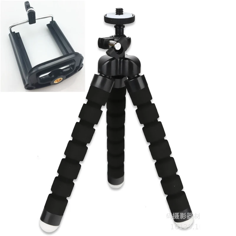 black and clip Штатив для телефона гибкий губчатый Осьминог Мини штатив для IPhone Мини камера штатив держатель телефона клип стенд - Цвет: black and clip