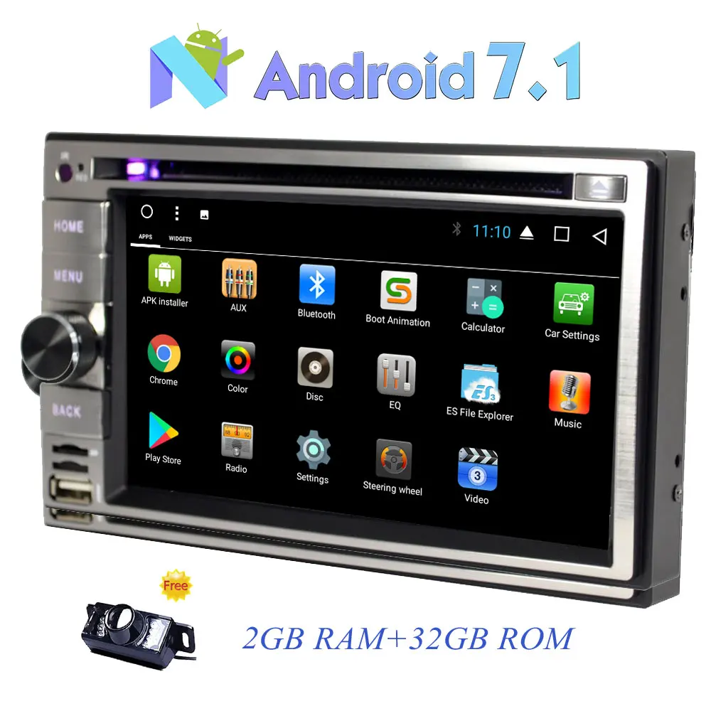 Резервное копирование Камера + Android 7.1 Octa core dvd плеер автомобиля двойной DIN 6.2
