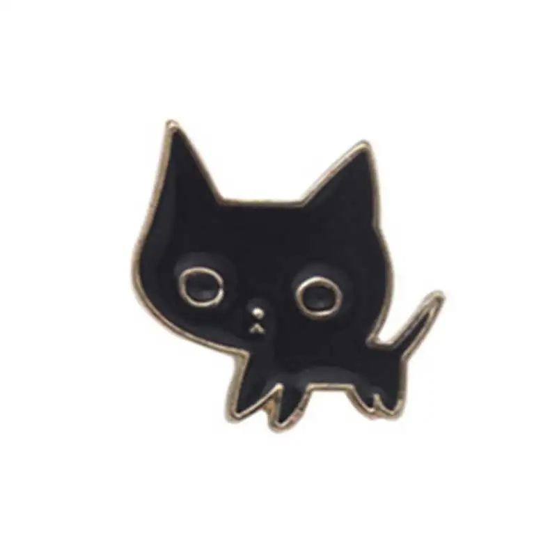 Black Cat Сплав милые маленькие черно-белые броши-булавки в виде кошек шикарная мода озорной котенок Bijoux Броши оптом женские ювелирные изделия - Metal color: Black Cat