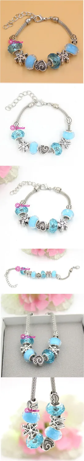 Модный зимний браслет со снежинкой ювелирные изделия европейский с сердцем и