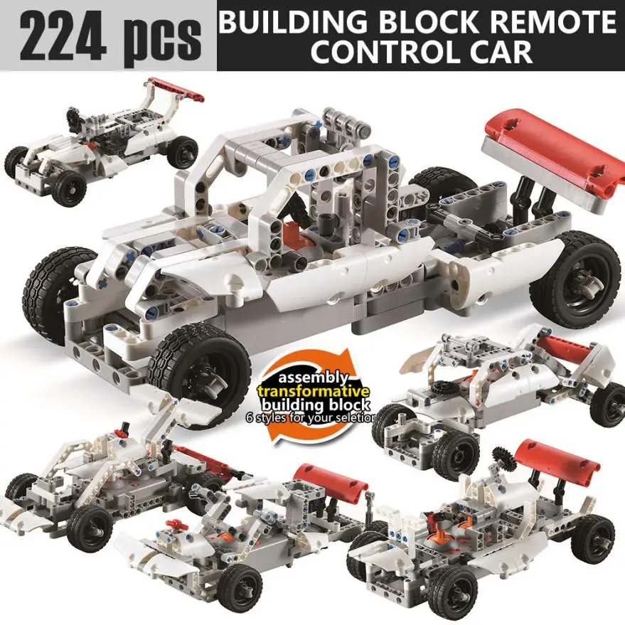 224 шт. DIY Kit R/C 10 в 1 гоночные автомобили Строительные кирпичи радиоуправляемая