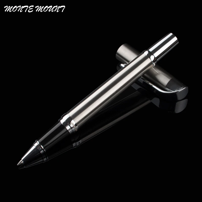 stainless steel Luxury Silver Rollerball Pen Smooth Metal Ballpoint for Student School Supplies Free Shipping | Канцтовары для