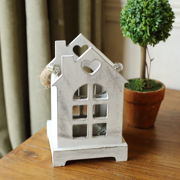 Американский Ретро деревянный дом стеклянный подсвечник Европейская