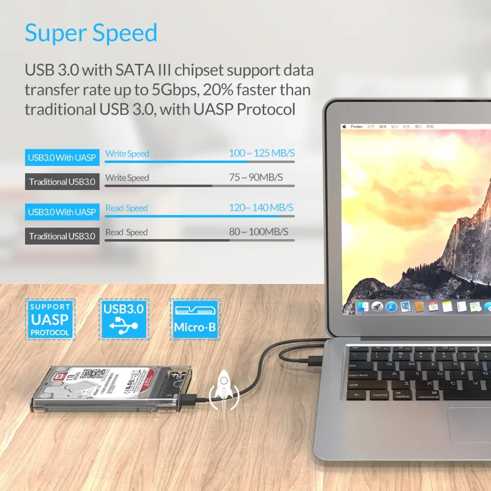 ORICO 2 5 дюйма Прозрачный чехол для жесткого диска USB3.0 Sata 3 0 инструмент бесплатно
