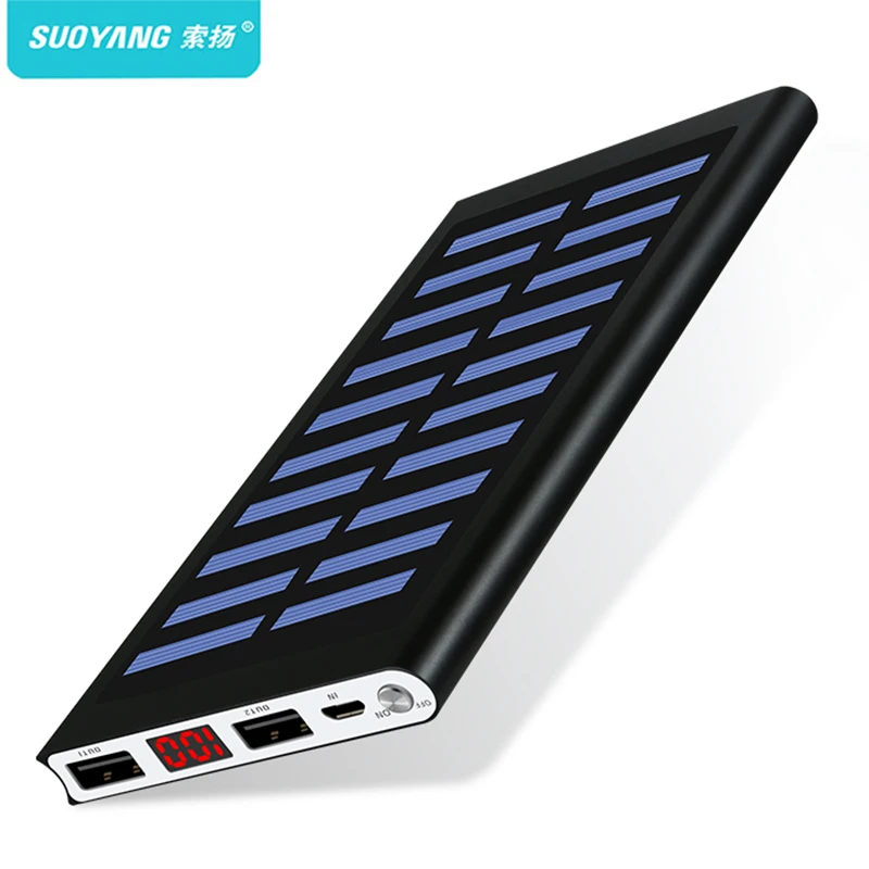 Солнечная батарея 30000mah внешний аккумулятор 2 USB светодиодный блок питания