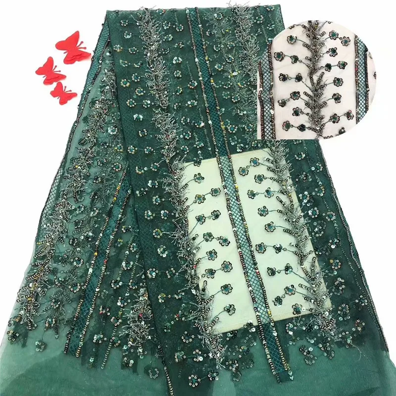 Кружевная ткань с 3D блестками в африканском стиле черное кружевное Тюлевое