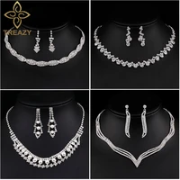 treazy new designed wedding jewelry sets for women rhinestone crystal necklace earrings bridal jewelry sets wedding accessories