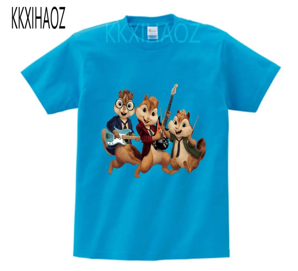 blue childreT-shirt Футболка с принтом Элвина и спандука г., Детская летняя одежда с короткими рукавами, дышащая одежда с рисунком из мультфильмов, одежда для мальчиков и девочек NN - Цвет: blue childreT-shirt