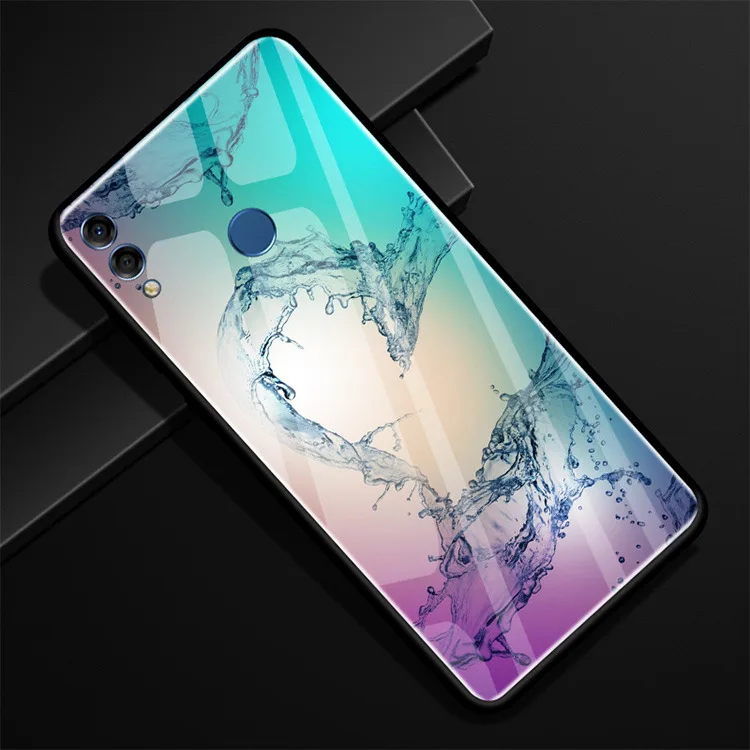 05 Чехол из закаленного стекла для huawei Honor 8X, черный силиконовый чехол-бампер для huawei Honor 8X X8 8X6,5" - Цвет: 05