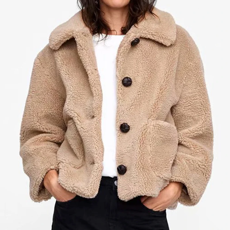 Wool Jacket Autumn Coat Thick Outwear Women Clothing Female Warm Button Fleece Jackets For Ladies Casual | Женская одежда