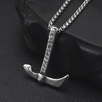 316l stainless steel viking axe pendant necklace jewelry mens long chain necklaces vintage jewellery gift
