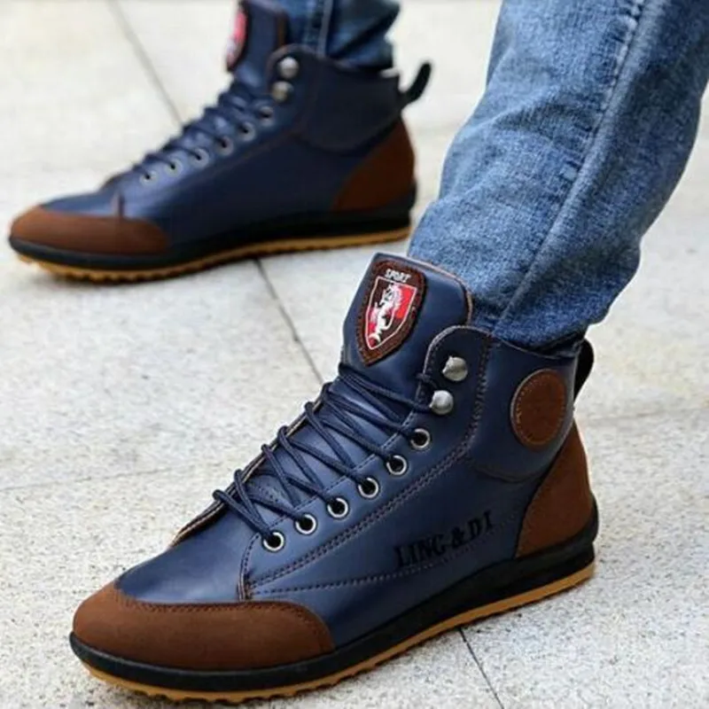 New 2018 Men Leather Boots Fashion Autumn Winter Warm Cotton Brand Ankle Lace Up Shoes Footwear Casual Drop Shipping | Обувь