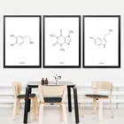 Печатная картина с молекулой кофеина, кофейная цитата, черно-белый постер с принтом, холщовая картина с синтетической формулой, Настенный декор HD2111