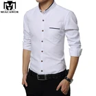 Повседневная мужская рубашка MIACAWOR, рубашка из ткани Оксфорд с длинным рукавом, воротник-стойка, приталенная Классическая рубашка размера плюс 5XL C377