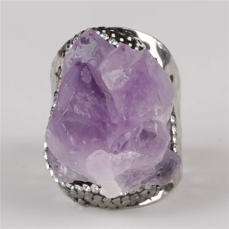 Большие Грубые сиреневые фиолетовые пурпурные аметисты с кристаллами стразы