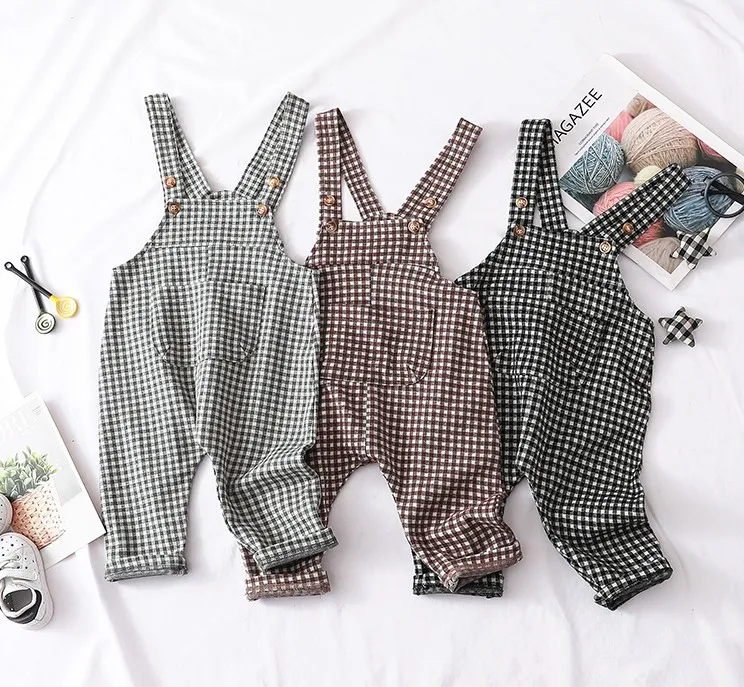 Новинка 2019 весенний хлопковый комбинезон в клетку для мальчиков и девочек 75 95 см 1