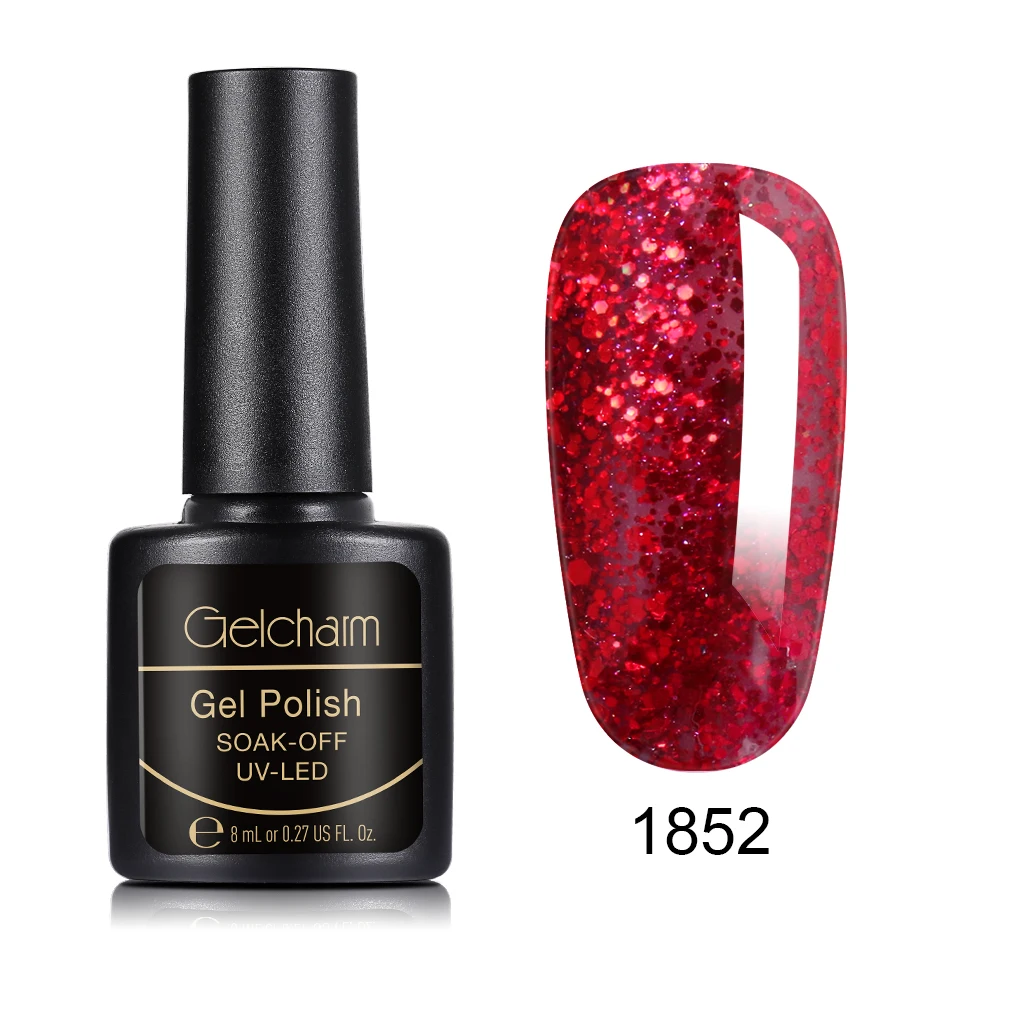 1852 8ml Pure Color Nail Polish Soak Off Semi Perment UV LED Glue Nail Polish Lucky Lacquer Top Base Primer Hybrid Stamping Paint - Цвет: 1852