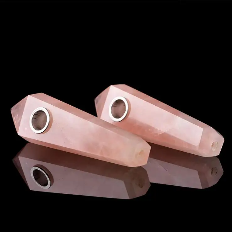 1 Natural Pink Rose Quartz Crystal Smoking Pipes Cigarette Pipe Wand | Дом и сад
